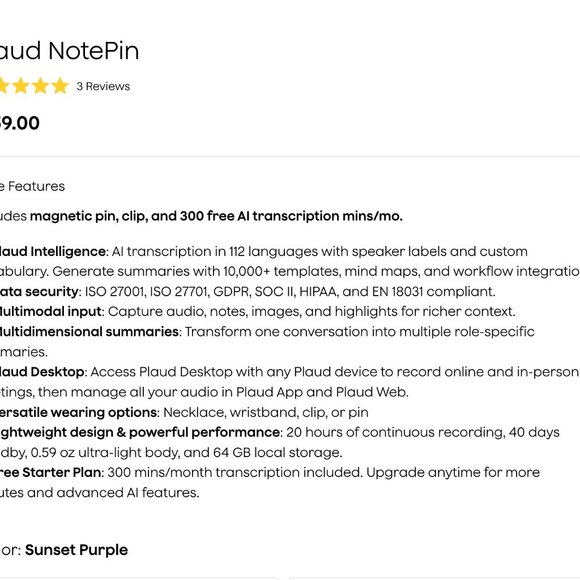 PLAUD Note Pin - Picture 6 of 6